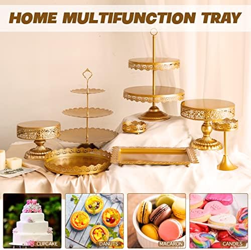 Cake Stand Set-8 Pcs Gold Cake Stand -Dessert Table Display Set-Cake Stands for Dessert Table-Table Decoration Display Tower Plate for Baby Shower, Wedding, Birthday Party, Chrismas Celebration - Image 7