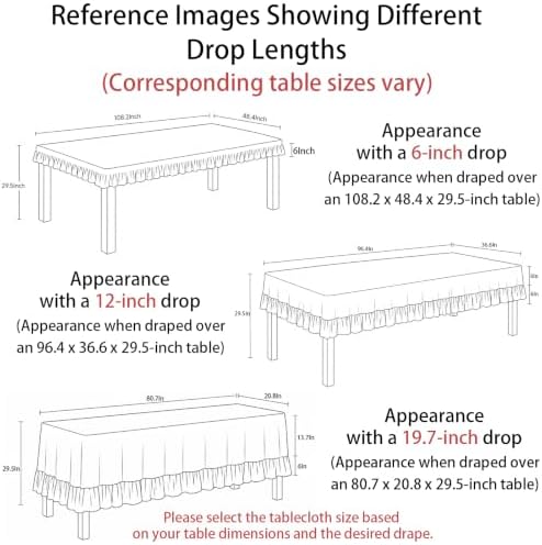 Retro Farmhouse Ruffle Tablecloth Flounces Trim Washable Table Cover Tablecloths for Rectangle Table Picnic Kitchen Dining Room Home Party Wedding Decor Off-White 60" x 120" - Image 3