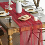 Artoid Mode 10-Pack Pearl Red Gauze Table Runner 10FT Home Decor - Image 2