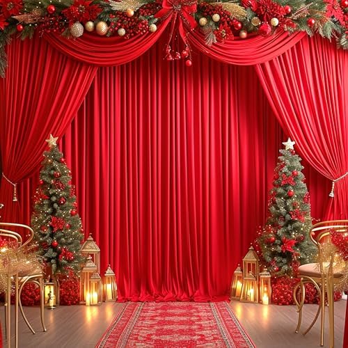 20ft x 10ft Red Backdrop Curtain for Parties Red Wrinkle Free Backdrop Drapes Panels for Wedding Baby Shower Birthday Photo Photography Christmas Polyester Fabric Background Decoration - Image 4