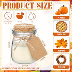 MTLEE 24 Pcs Fall Jar Candles Holiday Candle Gifts Natural Wax Jar with DIY Tag Cards Gift for Halloween Party Favor Home Supply Decor, Scents of Fall Wreath/Pumpkin/Apple/Comfort - Image 6