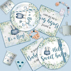 Blue and Sage Green Baby Boy Shower Decorations, All-in-1 Boho Baby Shower Decorations Boy with Balloon Arch Boy Boxes Plates Napkins Cake Toppers Tablecloth Backdrop Banner for Its a Boy Baby Shower - Image 2