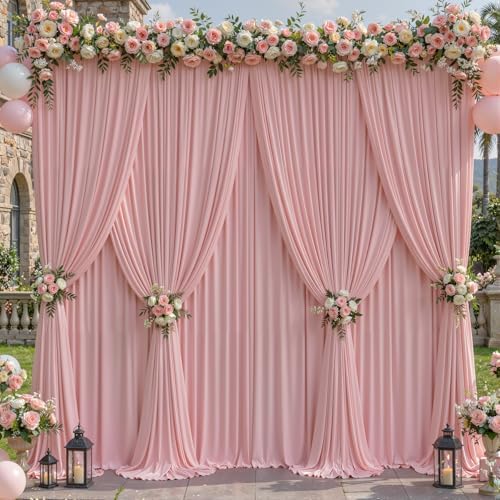6 Panels Dusty Rose Backdrop Curtains - Wrinkle Free Fabric Backdrop Curtain for Photoshoot,10ft Wedding Party Photo Backdrop Drapes for Birthday Baby Shower Photography Stage Background Decorations by Shillance