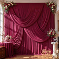 20ft x 10ft Burgundy Backdrop Curtains, 4 Panels Drapes for Backdrop by LittleFunny