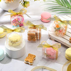 Thyle 200 Pcs Clear Favor Boxes 2x2x2 Inch Plastic Thank You Boxes with Lid Ribbon for Treats Candy Macaron Dessert Cupcake Gifts Wrap Party Favors Supplies(2 x 2 x 2 Inch) - Image 3