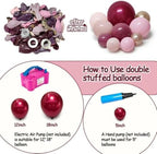 Burgundy Pink Balloon Garland Double Stuffed Pastel Light Pink Gold Balloon Arch Kit With Long Balloons for Birthday Graduation Bridal Wedding Baby Shower Party Decorations - Image 6
