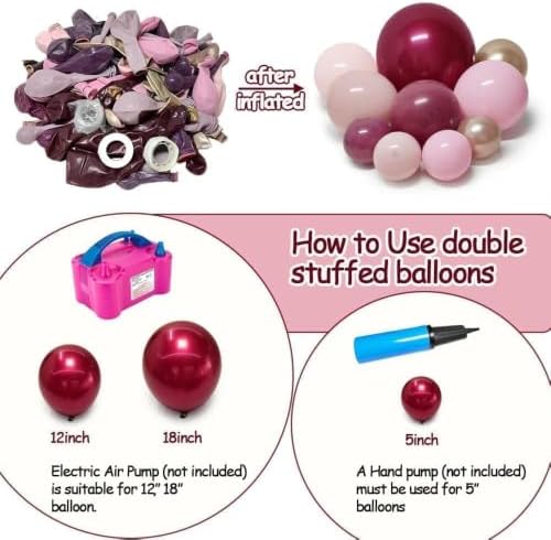 Burgundy Pink Balloon Garland Double Stuffed Pastel Light Pink Gold Balloon Arch Kit With Long Balloons for Birthday Graduation Bridal Wedding Baby Shower Party Decorations - Image 6