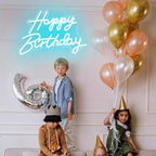 LED Neon Happy Birthday Sign Night Light Birthday Party Decorations Ice Blue USB Operated Decorative for Backdrop Party Bedroom Wall Décor 5v - Image 5