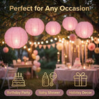 Pink Paper Lanterns Round Paper Lanterns Decorative Ball Lanterns Lamps for Weddings, Birthdays, Parties and Events 16-Inch 5 Packs (Light Pink) - Image 2