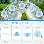 Roowest 60 Pcs Folding Hand Fans Wedding Paper Fan Bulk Decorative Handheld Fan with Handles Party Favor Guest Gift for Wedding Bridal Dancing Ceremony Reception Shower DIY Party Supplies (Baby Blue) - Image 3