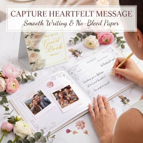 Wedding Guest Book and Vow Book Set Pink Roses Photo Photo - Image 3