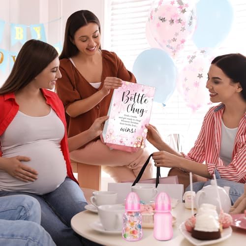 TrelaCo 20 Pcs Bottle Chug Game, Bear Baby Shower Favors, Transparent Pink - Image 6
