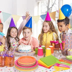 durony 350 Pieces Neon Party Supplies Paper Plates Serve 50 Guests 7 Inch 9 Inch Dinner Plates Napkins Paper Cups Cutlery Bright Color Disposable Glow Party Tableware for Fiesta Neon Birthday - Image 6