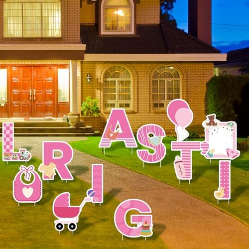 Elcoho 12Pcs Its A Girl Yard Sign with Stakes Stork Baby Shower Yard Sign Pink Gender Reveal Lawn Sign Welcome Home Yard Sign for Outdoor Baby Shower Party Decoration - Image 5