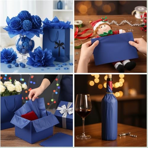 500 Sheets Navy Blue Tissue Paper Bulk 15 x 20 Inch for Rosh Hashanah Gifts - Image 2