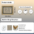 Vintage Gold Framed Love Quote Wall Art You'll Never Know Dear How Much I Love You Wall Decor Picture Inspirational Blue Striped Sign Poster Canvas Painting Print for Nursery Bedroom 24x16 inch - Image 2