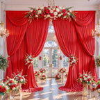 30x15ft Red Backdrop Curtains for Parties Wedding Photo Wrinkle Free Red - Image 4