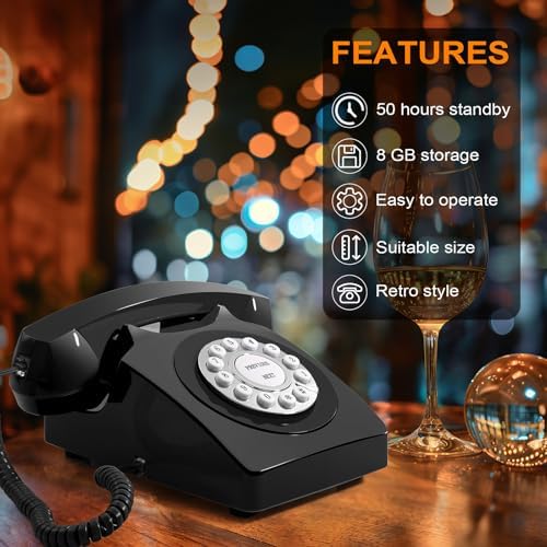 Retro Audio Guest Book Phone for Wedding & Events - Record & Save Guest Messages, Rechargeable, Easy to Use, Perfect for Baby Shower, Birthday Parties - Image 3