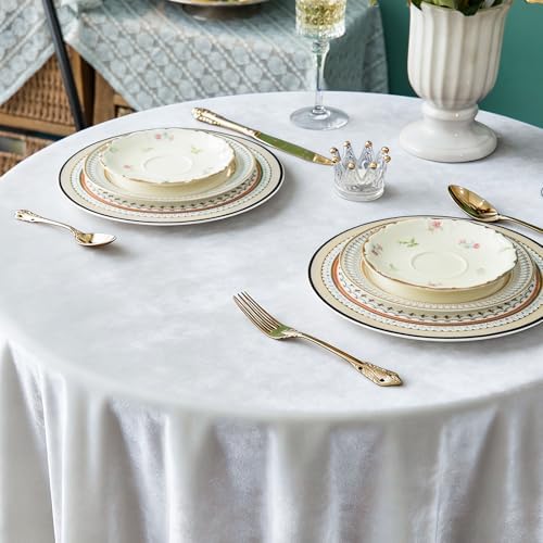 GLORY SEASON Velvet Tablecloth Luxurious Solid Rectangle Table Cloth,Oblong Retro Farmhouse Ruffle Tablecloths Washable Table Cover for Party Wedding Baby Shower Kitchen Dinning Tabletop Decoration - Image 7