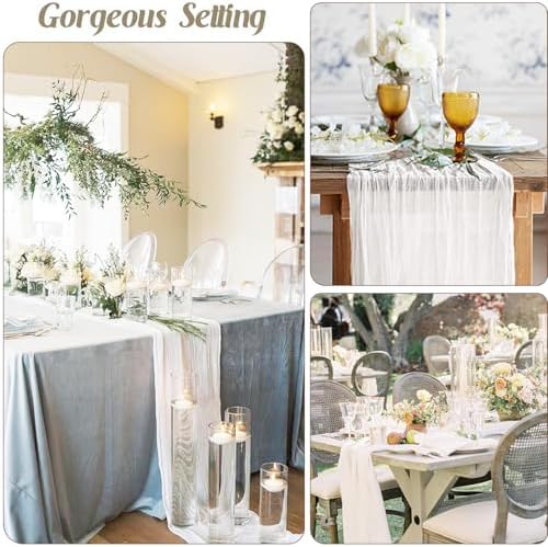 12 Pack White Cheesecloth Table Runner 35x120inch, Summer 10FT Boho Gauze Sheer Cheese Cloth Table Runner for Wedding Bridal Shower Baby Shower Boho Holiday Decorations - Image 4