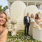 Beige Wedding Arch Backdrop Cover 7.2ft and 6ft Draped Arch Covers Stretchy Backdrop Spandex Balloon Arch Covers for Bridal Shower Baby Shower Engagement Photography Birthday Party Decorations - Image 4