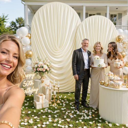 Beige Wedding Arch Backdrop Cover 7.2ft and 6ft Draped Arch Covers Stretchy Backdrop Spandex Balloon Arch Covers for Bridal Shower Baby Shower Engagement Photography Birthday Party Decorations - Image 4