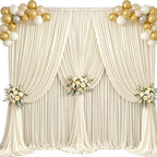 30x15ft Beige Backdrop Curtains for Parties Wrinkle Free Fabric Backdrop Curtain Wedding Photo Drapes Backdrop for Birthday Party Baby Shower Bridal Shower Photography Stage Back Drop 6 Panels 5x15FT - Image 4