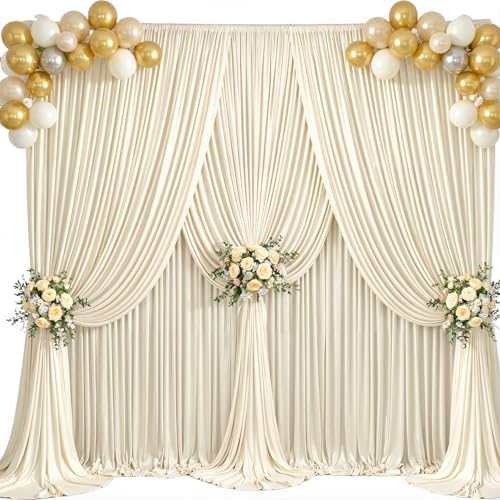 10ft x 15ft Beige Backdrop Curtains, 2 Panels 15FT Long Drapes for Backdrop by Suppromo