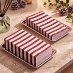 100 Pack Striped Linen-feel Napkins Bulk Striped, Burgundy - Image 4