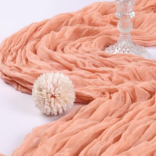 12 Pack 10Ft Peach Cheesecloth Table Runner 23 x 120 Inch - Image 3