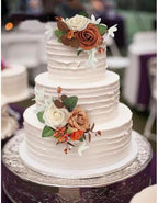 Rinlong 3Pcs Premade Cake Flowers, Burnt Orange Berry Wedding Cake Decor - Image 6