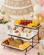 LAUCHUH 3 Tier Serving Tray for Party, Porcelain Tiered Serving Tray Stand - Image 6