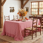 Eternal Beauty Gingham Ruffled Tablecloth Red White 60x84 Christmas Fall - Image 2