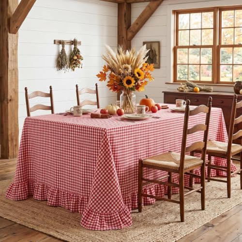 Eternal Beauty Gingham Ruffled Tablecloth Red White 60x120 Christmas Fall by EternalBeauty