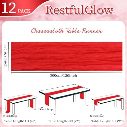 12 Pack Red Cheesecloth Table Runner 10Ft 23 x 120 Inch - Image 2