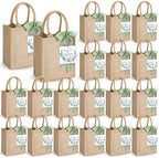 20 Sets Burlap Tote Gift Bags with Handles Jute Bags, Sage Green by GliCraft