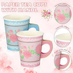 FillTouch 50 Sets Floral Paper Tea Cups and Saucers for Tea Party - Image 4
