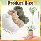 3 Set Baby Shower Booties Table Centerpiece Knitted Booties with Flowers - Image 4