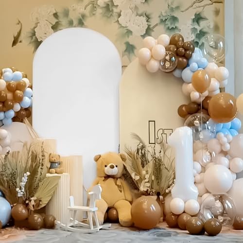 Arch Backdrop Cover Stretchy Backdrop (White+Beige, 6+6.6+7.2FT) - Image 5