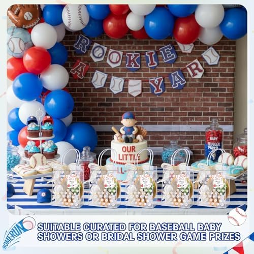 Honeydak 49 Pcs Baseball Baby Shower Prizes for Game Players 6 Sets Cheese Board Fork Knives Coasters Towel Potted Plant Thanks Card Gift Bag for a Little Slugger is on the Way Baby Shower Favors - Image 4