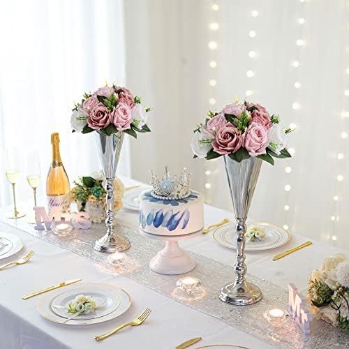 Sziqiqi Pink Silk Flower Ball for Wedding Centerpiece - Fake Dusty Rose Flowers Artificial Floral Arrangement Center Piece Kissing Bouquet for Party Flores Artificiales para Decoracion - Image 4