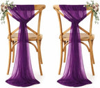 MDS Pack of 200 Chiffon Chair Sashes for Wedding & Event Décor - Eggplant by MDS