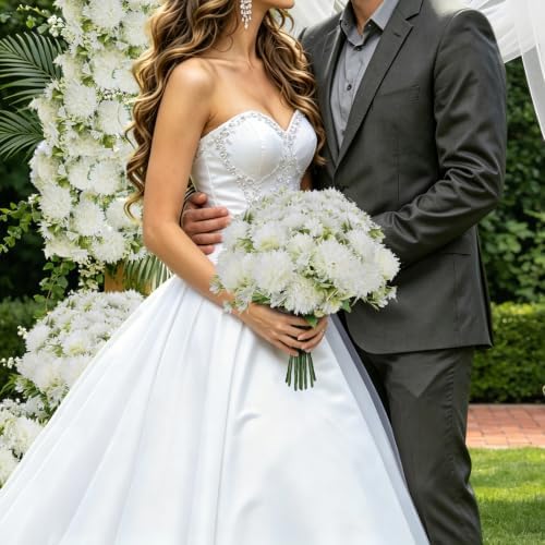White Artificial Flowers 24 Bundles Silk Floral with Stems - Image 4