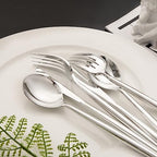 Rubtlamp 180 Pcs Silver Plastic Silverware, Silver Utensils Heavy Duty, Elegant Plastic Cutlery, Fancy Disposable Flatware, Forks Spoons and Knives Set For Party Mother's Day - Image 4