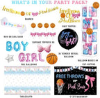 Free Throws or Pink Bows Gender Reveal Decorations, Baby Boy or Girl Gender Reveal Decorations, Basketball or Bows Party Décor Backdrop Balloon Banner Tablecloth Cake Cupcake Topper Box Sash - Image 2