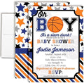 Amanda Creation Custom Baby Shower Invites Baby Boy Basketball Baby Shower Invitations 20 5x7 Custom Personalized Basketball Invites With Envelopes by AmandaCreation