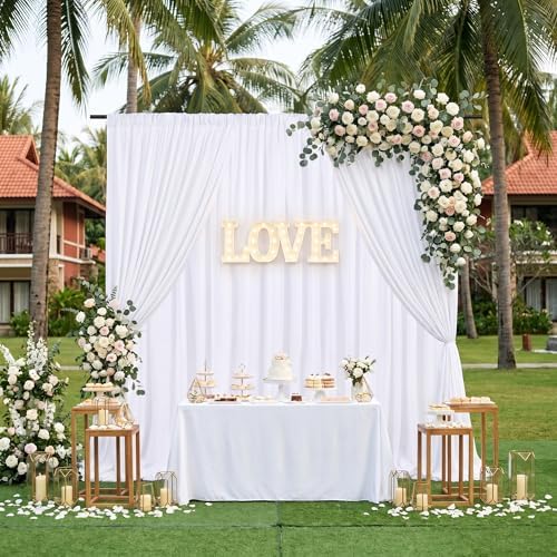White Backdrop Curtains 30ft x 10ft: Polyester Photography Backdrop Drapes - Wedding Party Photo Shoot Background 6 Panels 5x10ft - Image 4