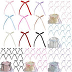 200pcs Satin Ribbon Bow Cake Topper Pink Blue Purple Decorations - Image 2
