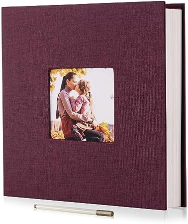 HoneyTolly Large Photo Album Self Adhesive, DIY Scrapbook Album for 3x5 4x6 8x10 Pictures, 60 Pages Linen Cover Memory Book, Ideal Gift for Family Wedding Baby Christmas Anniversary(Purple) by HoneyTolly