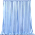 Blue Satin Backdrop Curtains 6 Panels - Glitter Photo Drapes for Baby Shower, 30x10FT Shimmer Back Drop Cloth, Wrinkle Free for Birthday Party Prom Wedding Background by WishCare